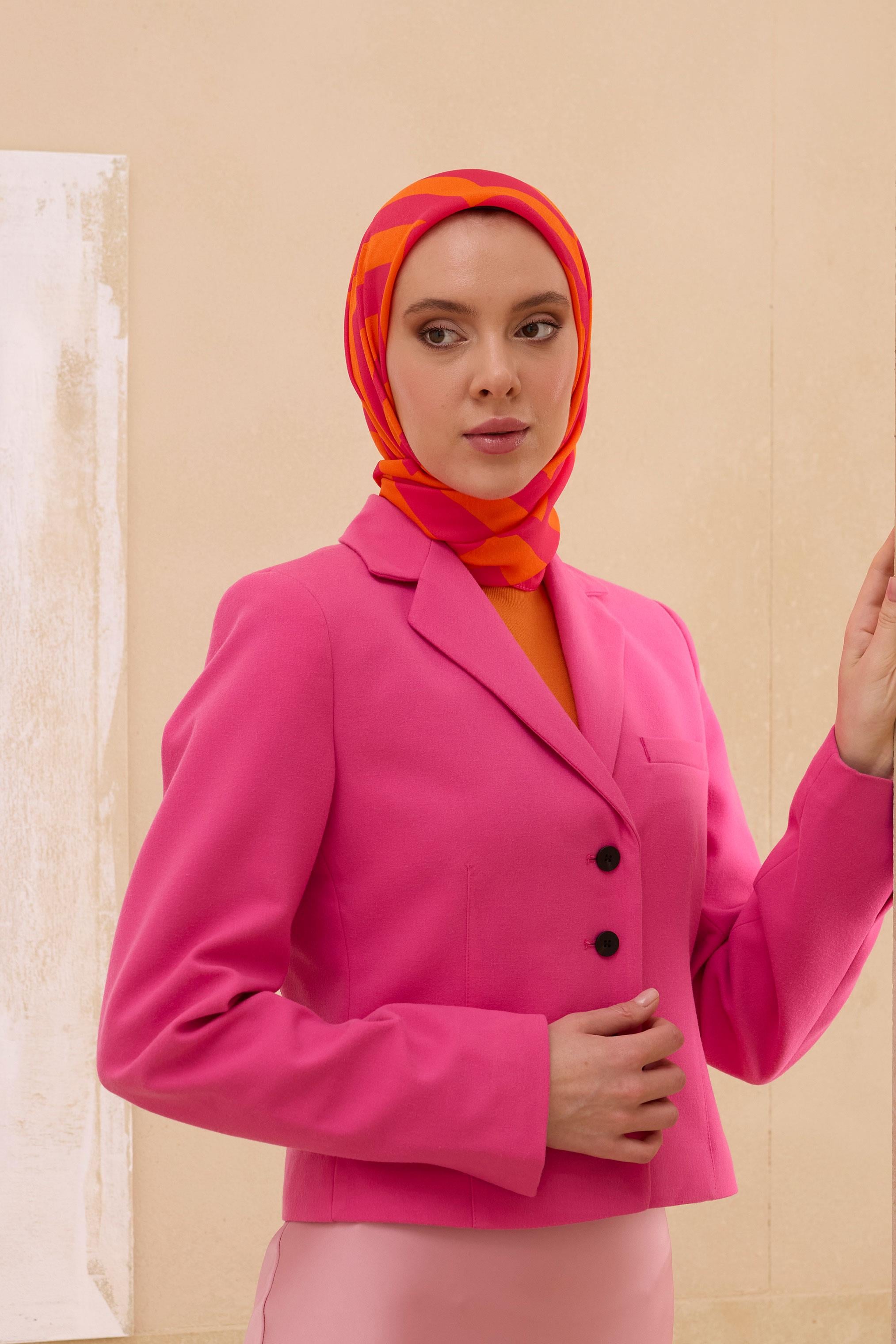GOLD KARE EŞARP FUŞYA