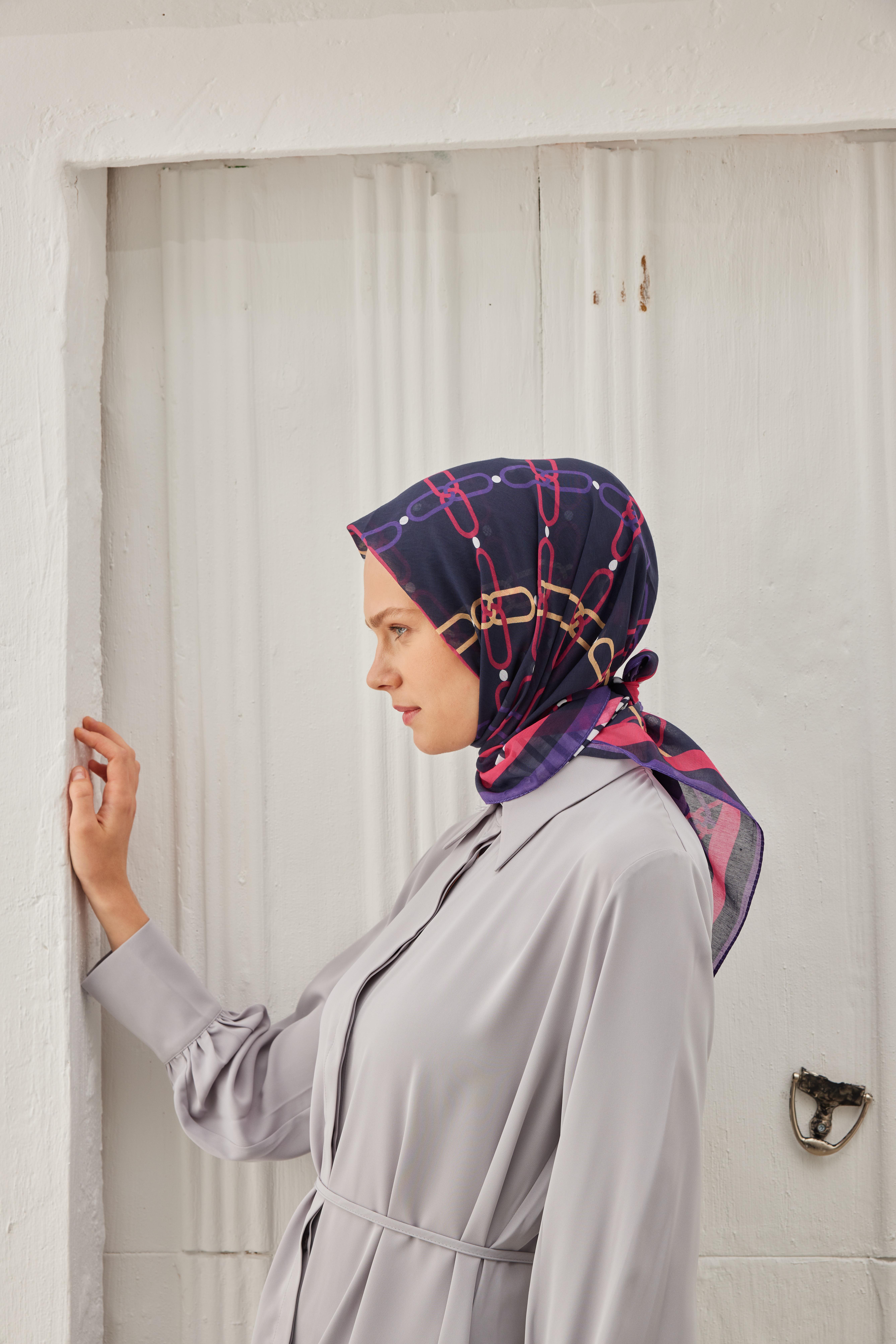 LİNE PAMUK İPEK EŞARP MOR