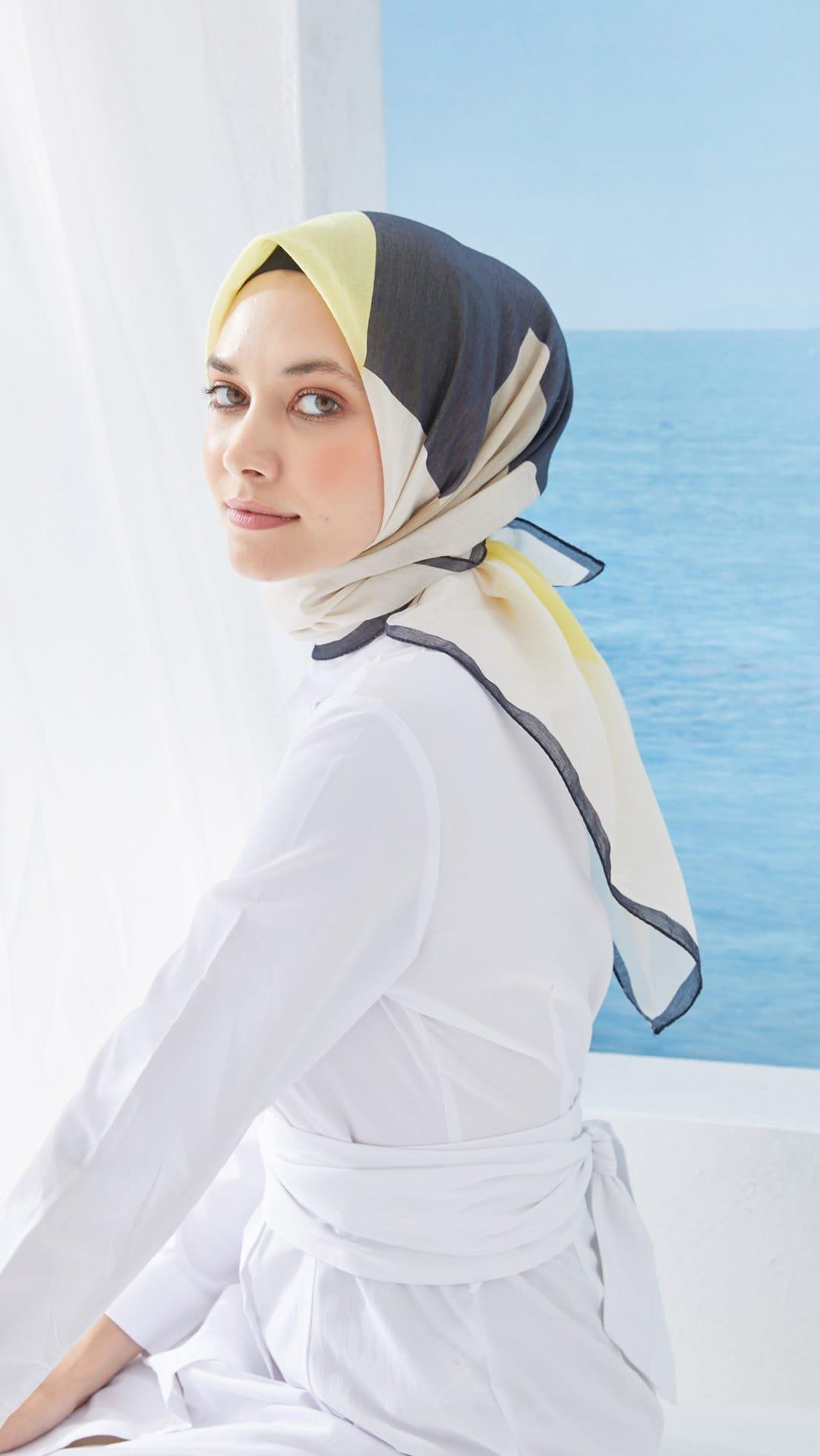 Pamuk İpek Küp Eşarp SARI