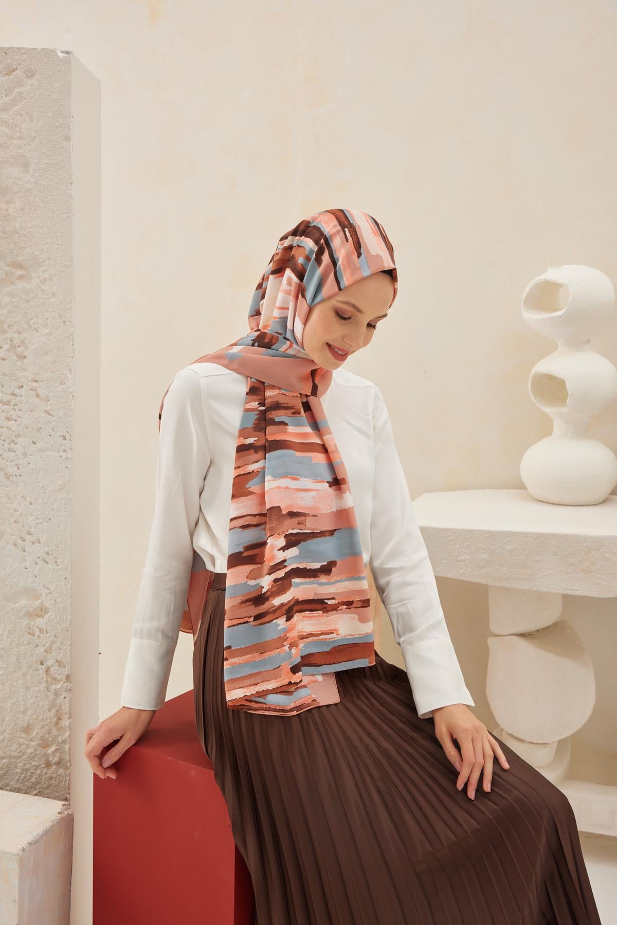 PASTEL DESEN MEDİNE ŞAL SOMON