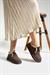 Kahverengi Riva Bağcıklı İçi Peluşlu Hakiki Deri Kadın Loafer Ayakkabı