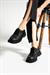 Siyah Ona Bağcıklı Hakiki Deri Kadın Loafer Ayakkabı