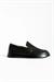 Siyah Zile Zımba Detaylı Hakiki Deri Kadın Loafer Ayakkabı