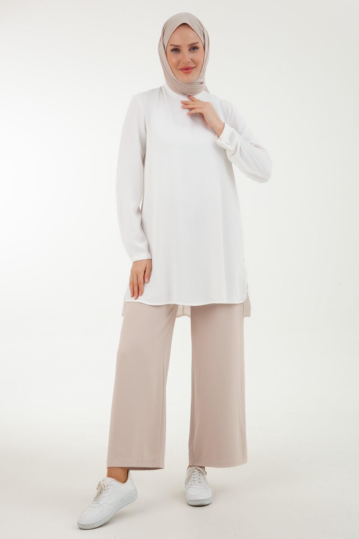 ARMİNE TREND Bol Paça Cepli Fermuarlı Pantolon Bej 23KT204