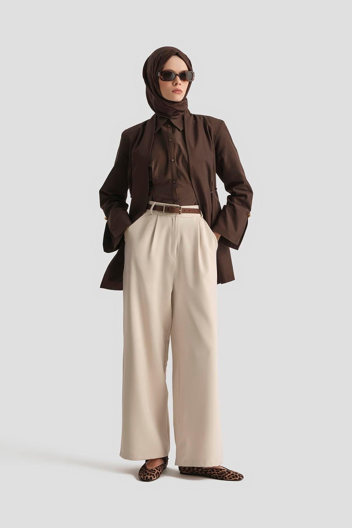ARMİNE TREND Bol Paça Pantolon Bej 25YT210