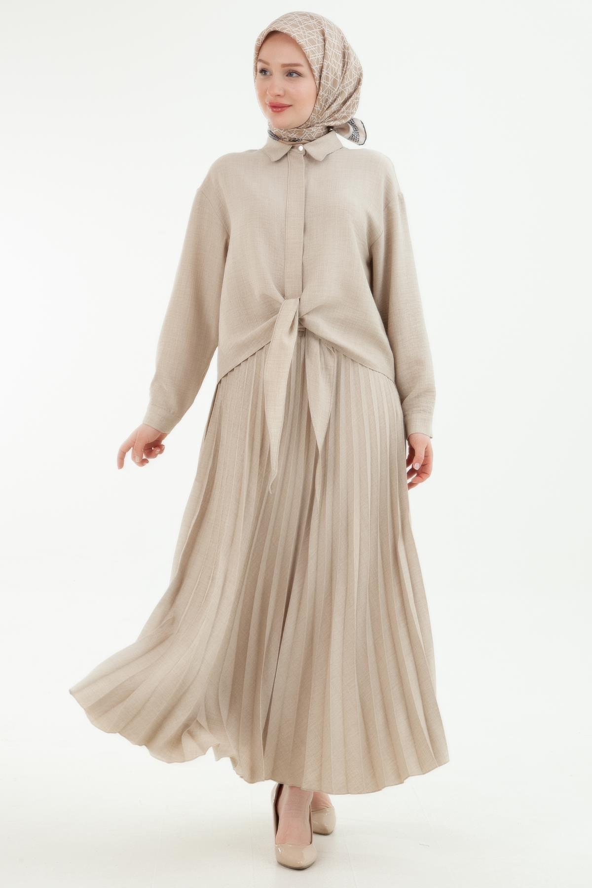 ARMİNE TREND Gizli Düğmel Etekli İkili Takım Taş 24YT641