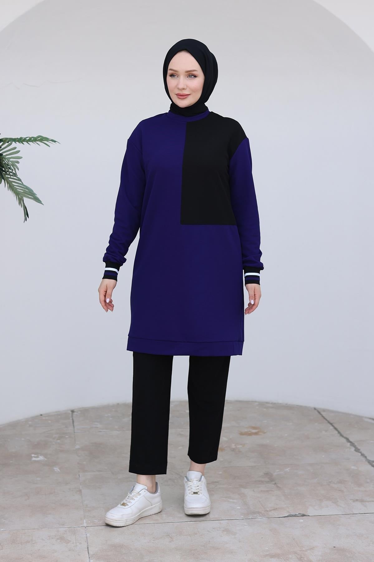 ARMİNE TREND Kolları Ribanalı Tunik-İndigo 24KT478