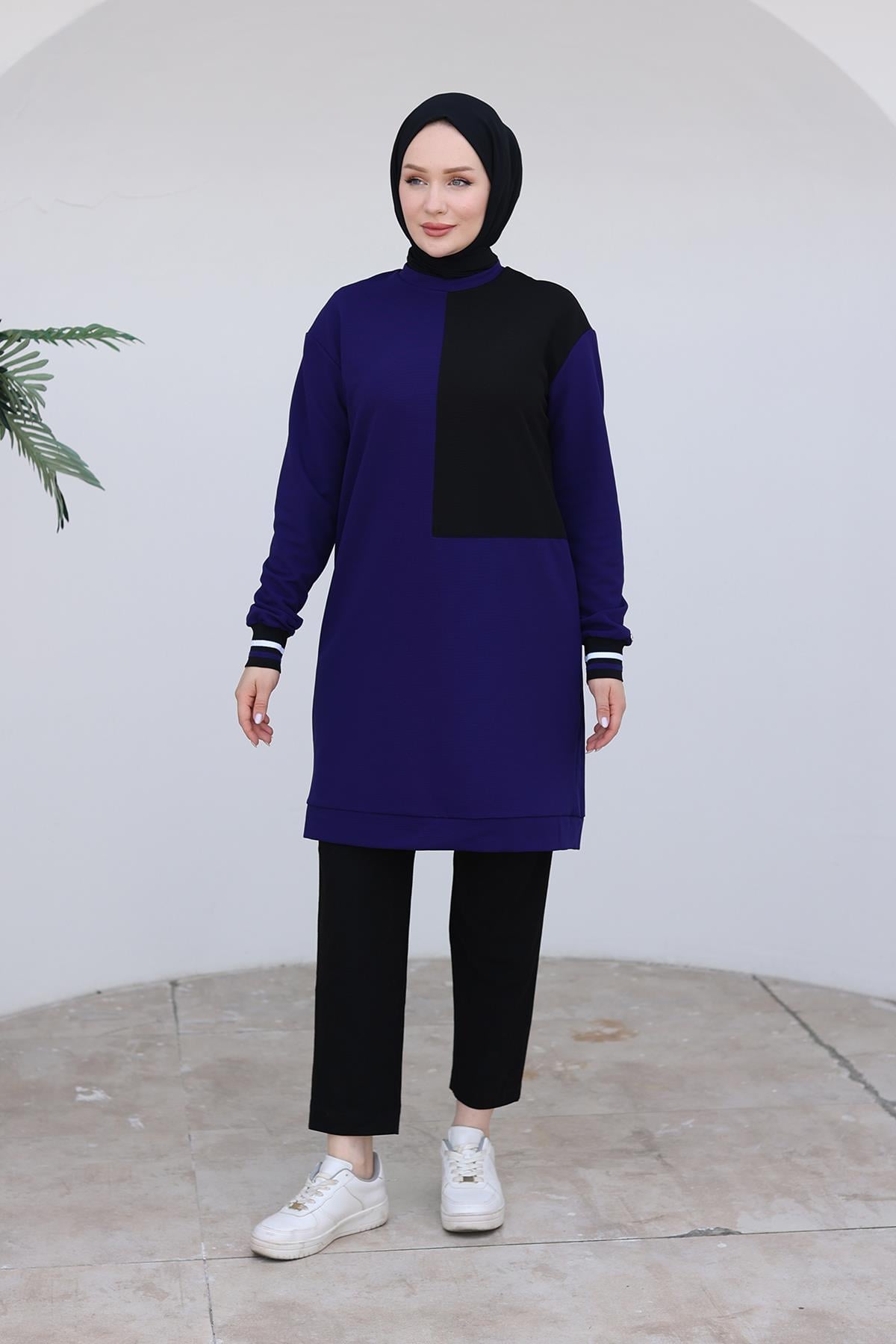 ARMİNE TREND Kolları Ribanalı Tunik-Siyah 24KT478
