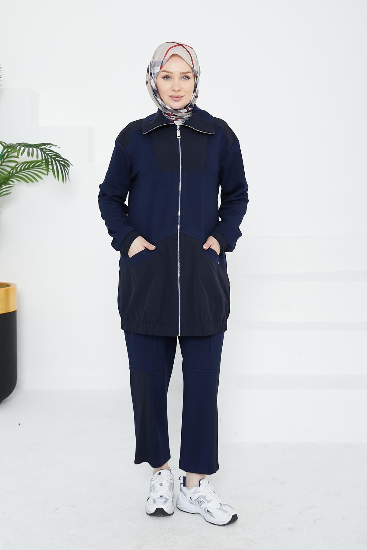 ARMİNE TREND Pantolonlu İkili Takım-Lacivert 24KT635