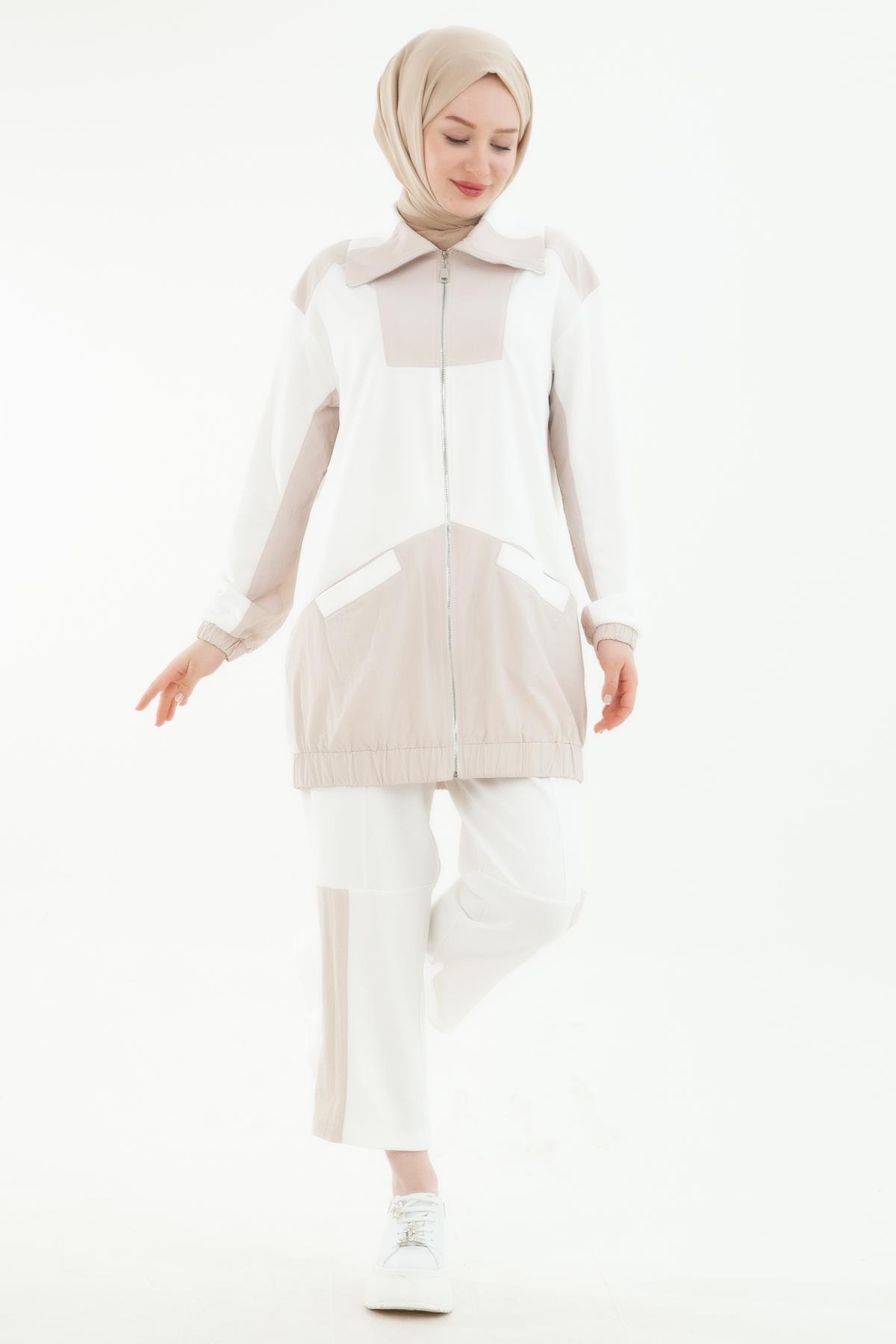 ARMİNE TREND Paraşüt Detaylı Fermuarlı Takım Ekru 24YT626