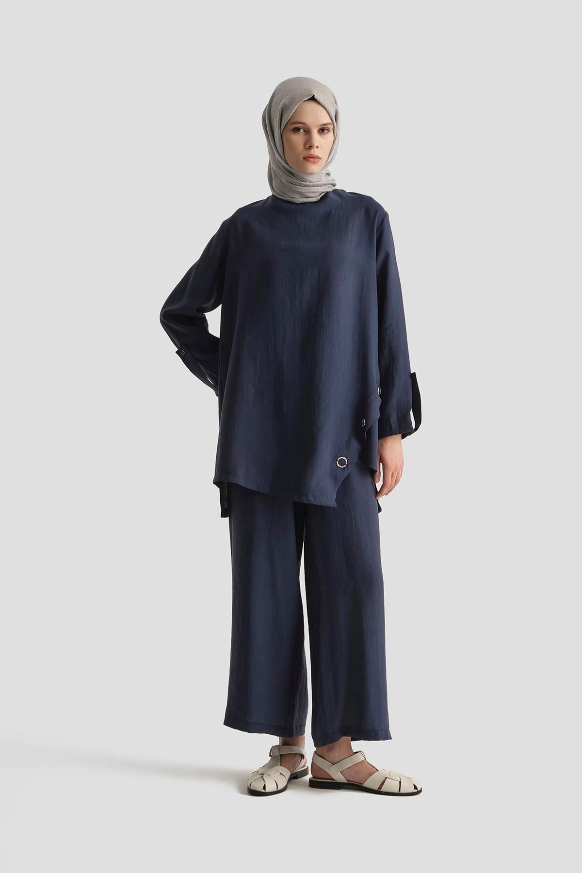 ARMİNE TREND Salaş Kesim Pantolonlu İkili Takım-Lacivert 25YT6140