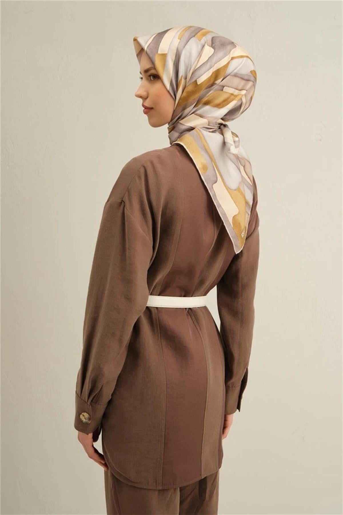 Armine Desenli Saf İpek Twill Eşarp 9306--32