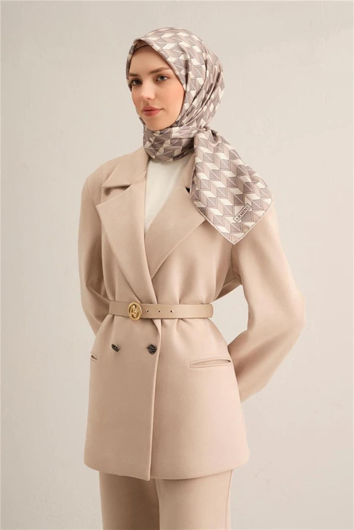 Armine Desenli Saf İpek Twill Eşarp 9309--86
