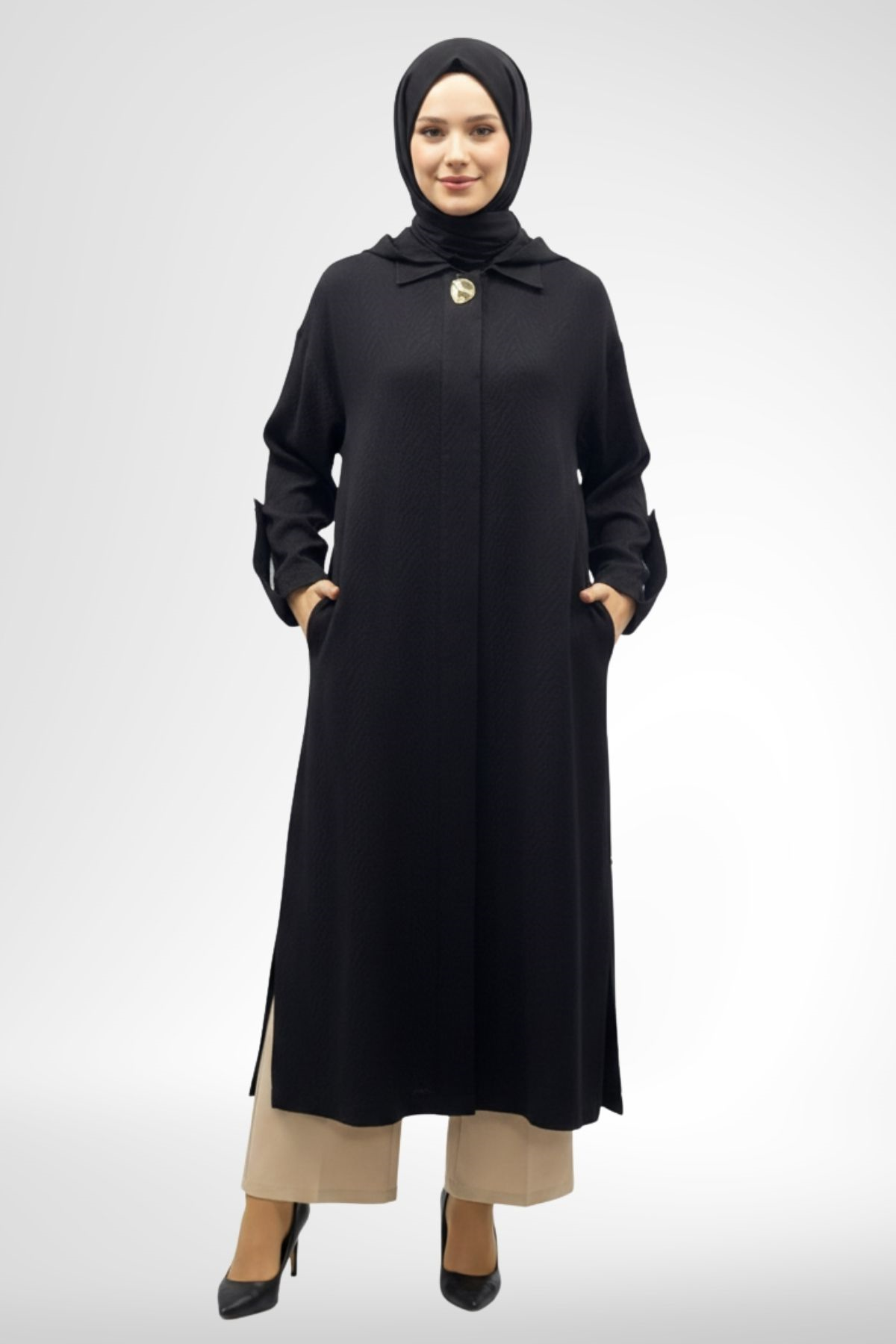 Armine Trend 26YT402 Tek Düğme Detaylı Kap Siyah