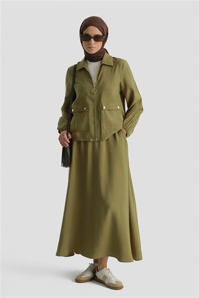 Armine Basic Ceketli Takım Yağ Yeşili AGTK1037
