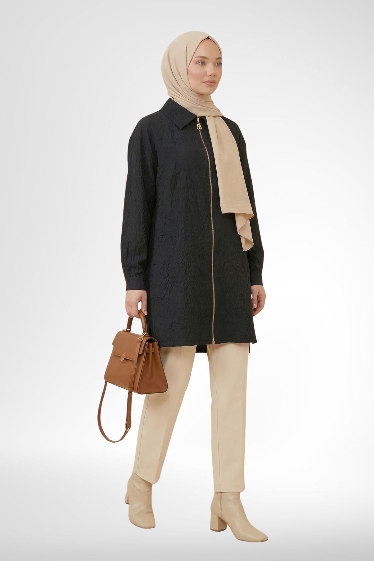 Armine Trend 26YT460 Fermuar Detay Kap - Siyah