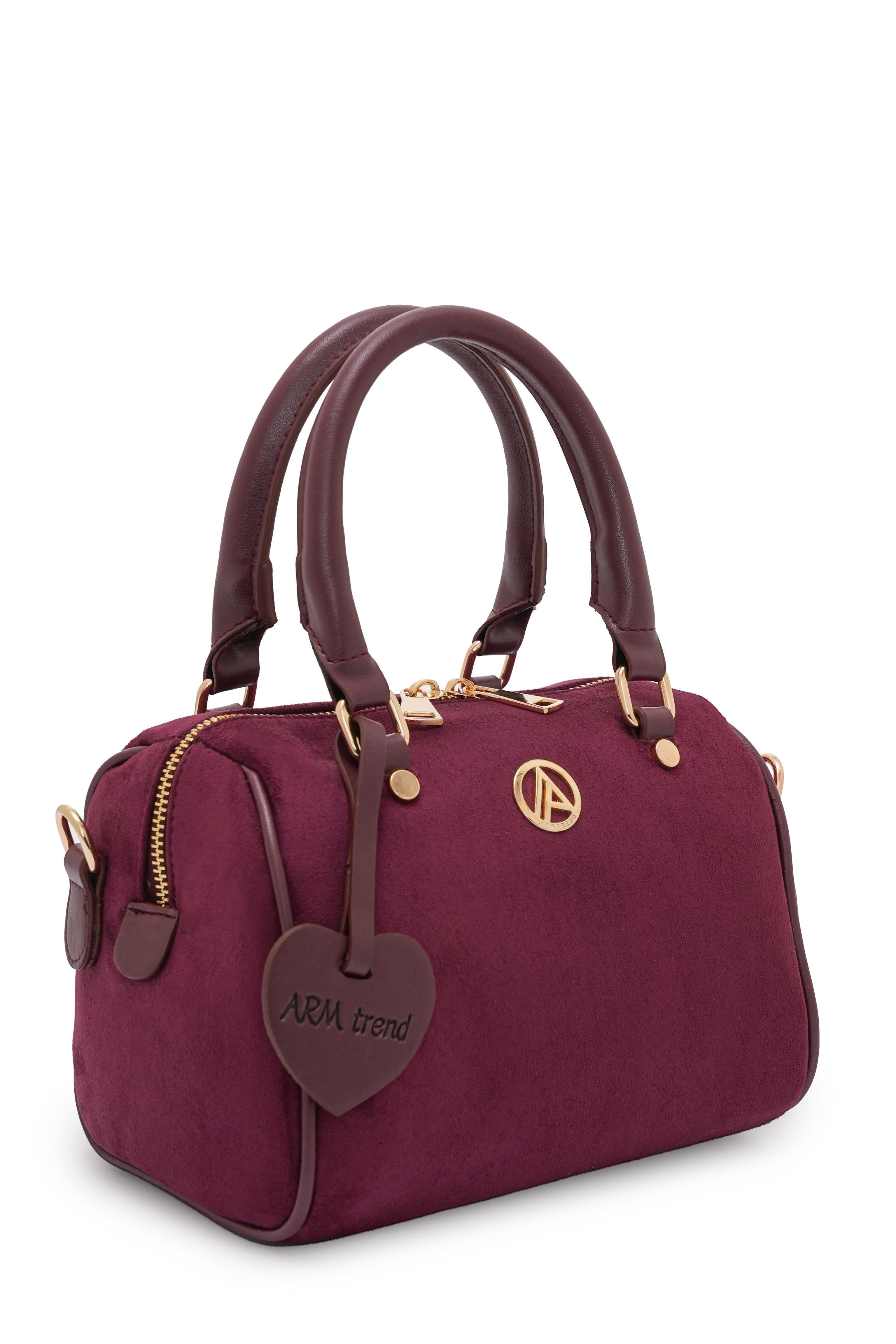 Armine Trend Uzun Askılı Orta Boy Speedy Çanta Bordo Süet ARM140