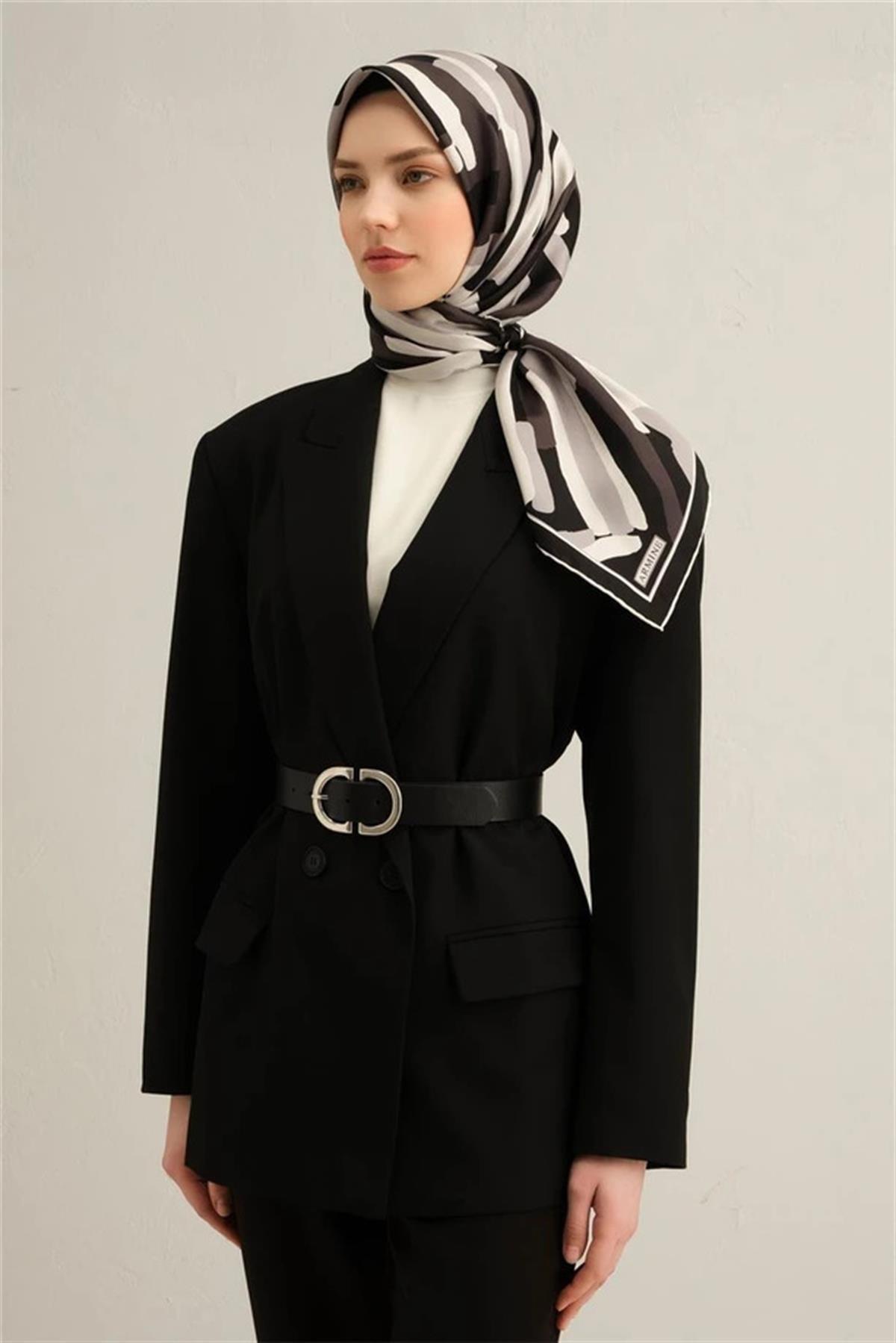 Armine Desenli Saf İpek Twill Eşarp 9303--84