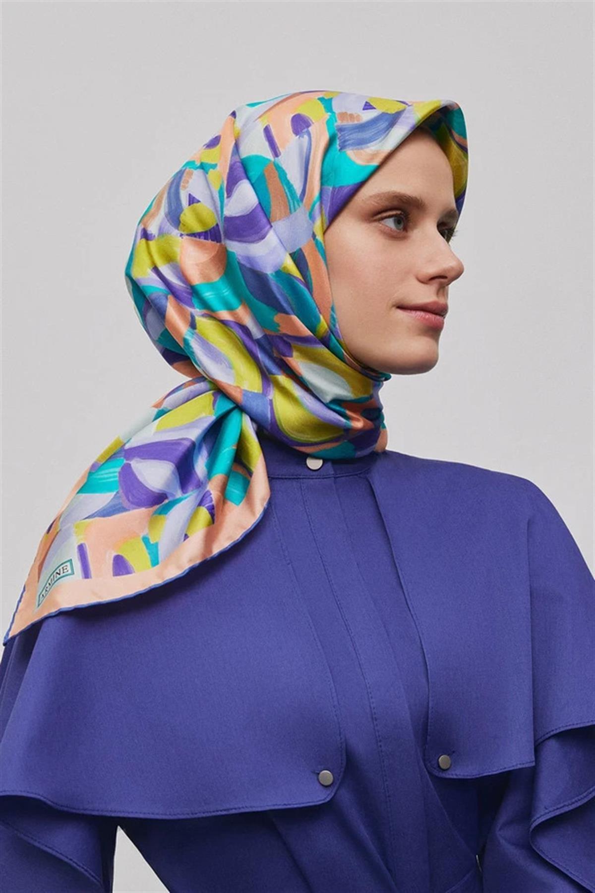 Armine Desenli Saf İpek Twill Eşarp 9329--05
