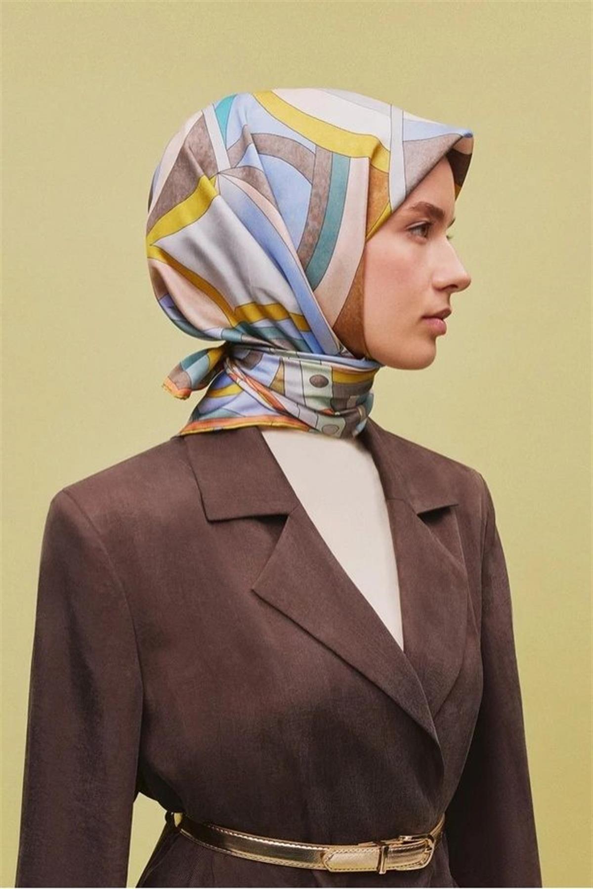 Armine Desenli Saf İpek Twill Eşarp 9336--80