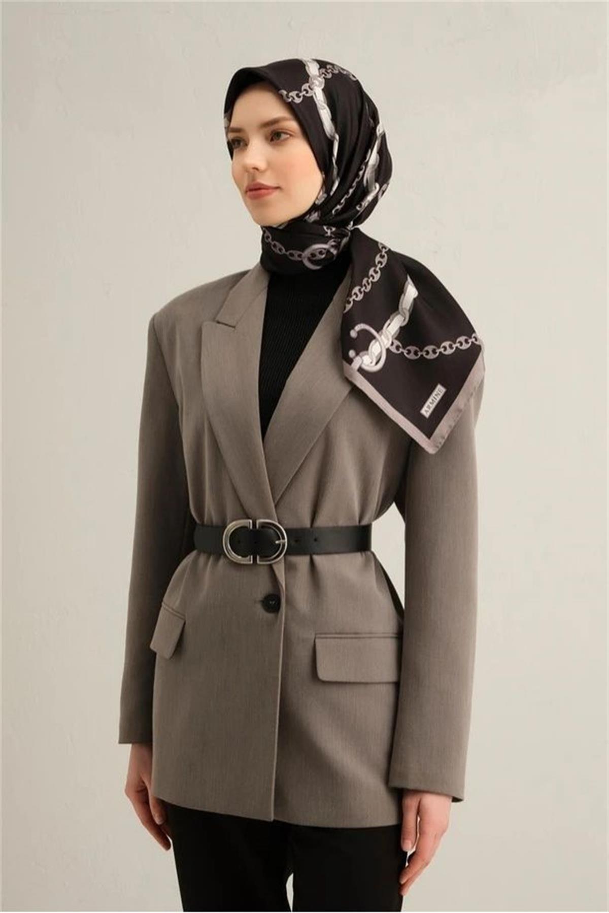 Armine Desenli Saf İpek Twill Eşarp 9346--11