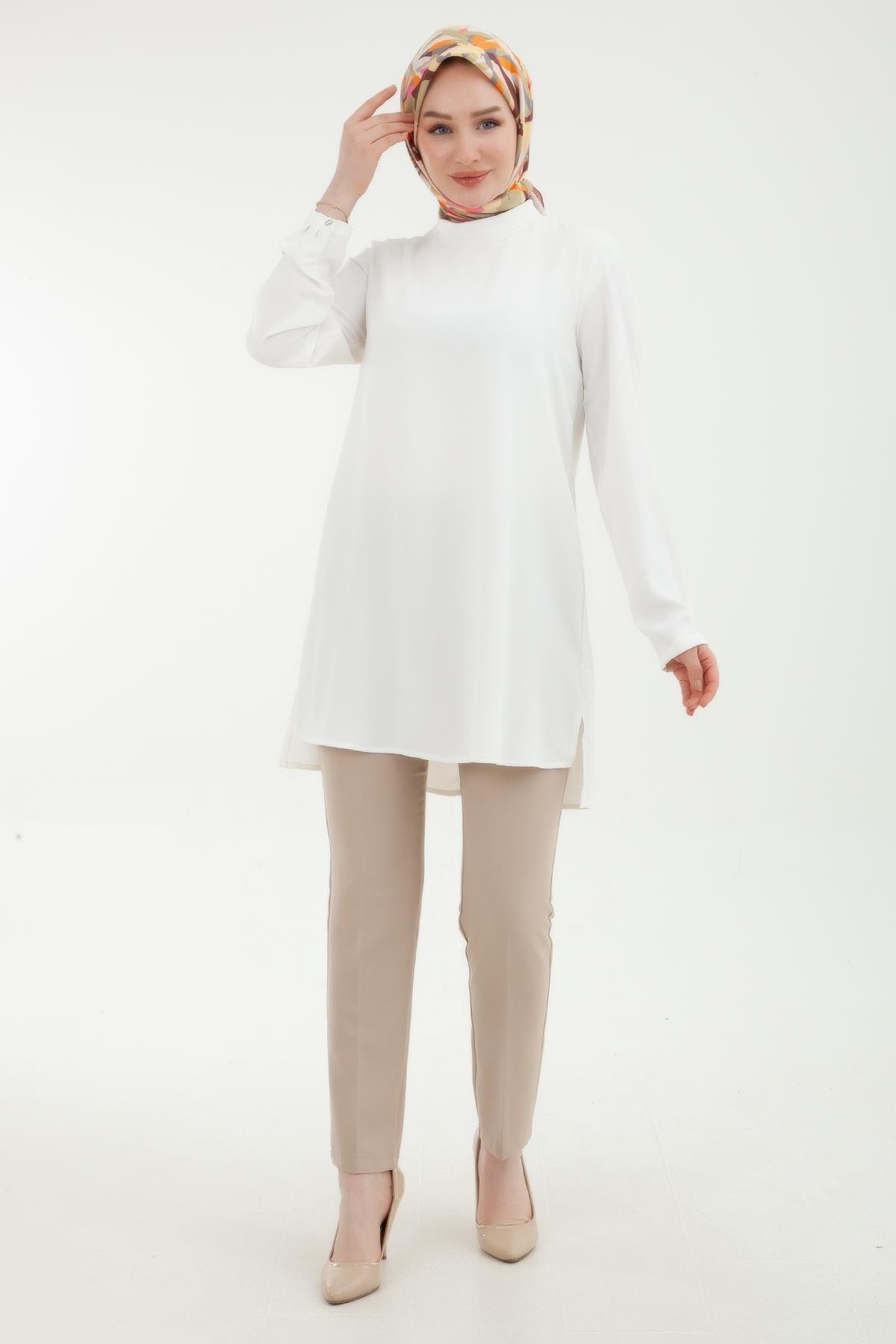 ARMİNE TREND Beli Kemerli Kumaş Pantolon Bej 23KTD201