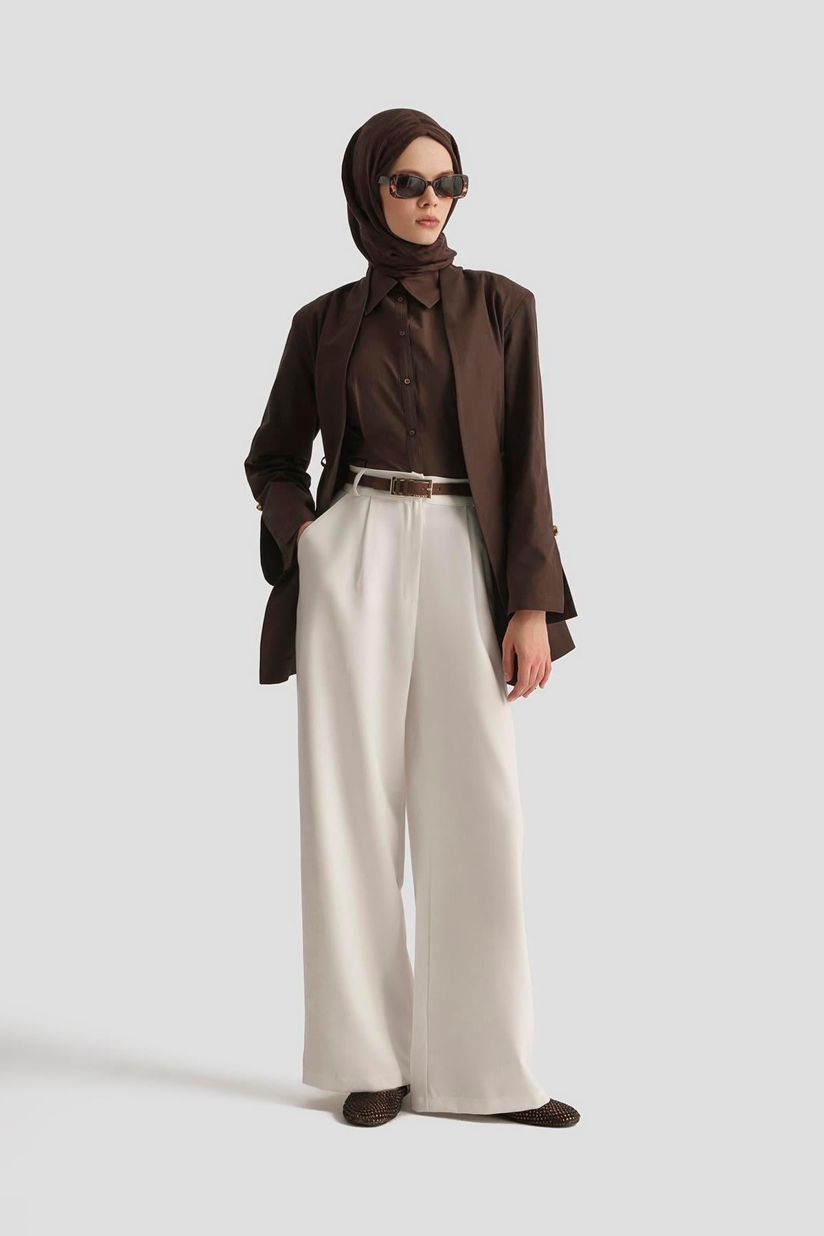 ARMİNE TREND Bol Paça Pantolon Ekru 25YT210