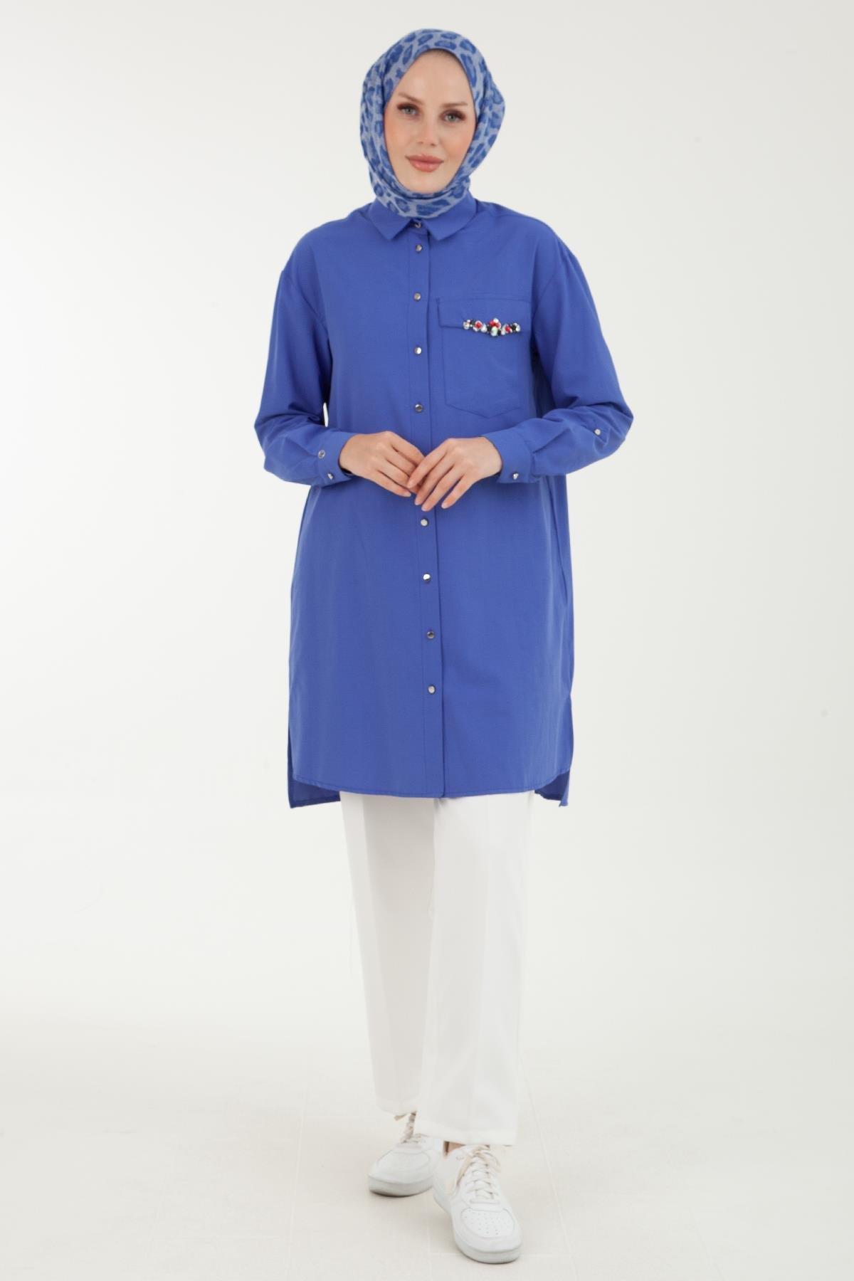 ARMİNE TREND Cebi Taş Detaylı Tunik-Saks 23YT441