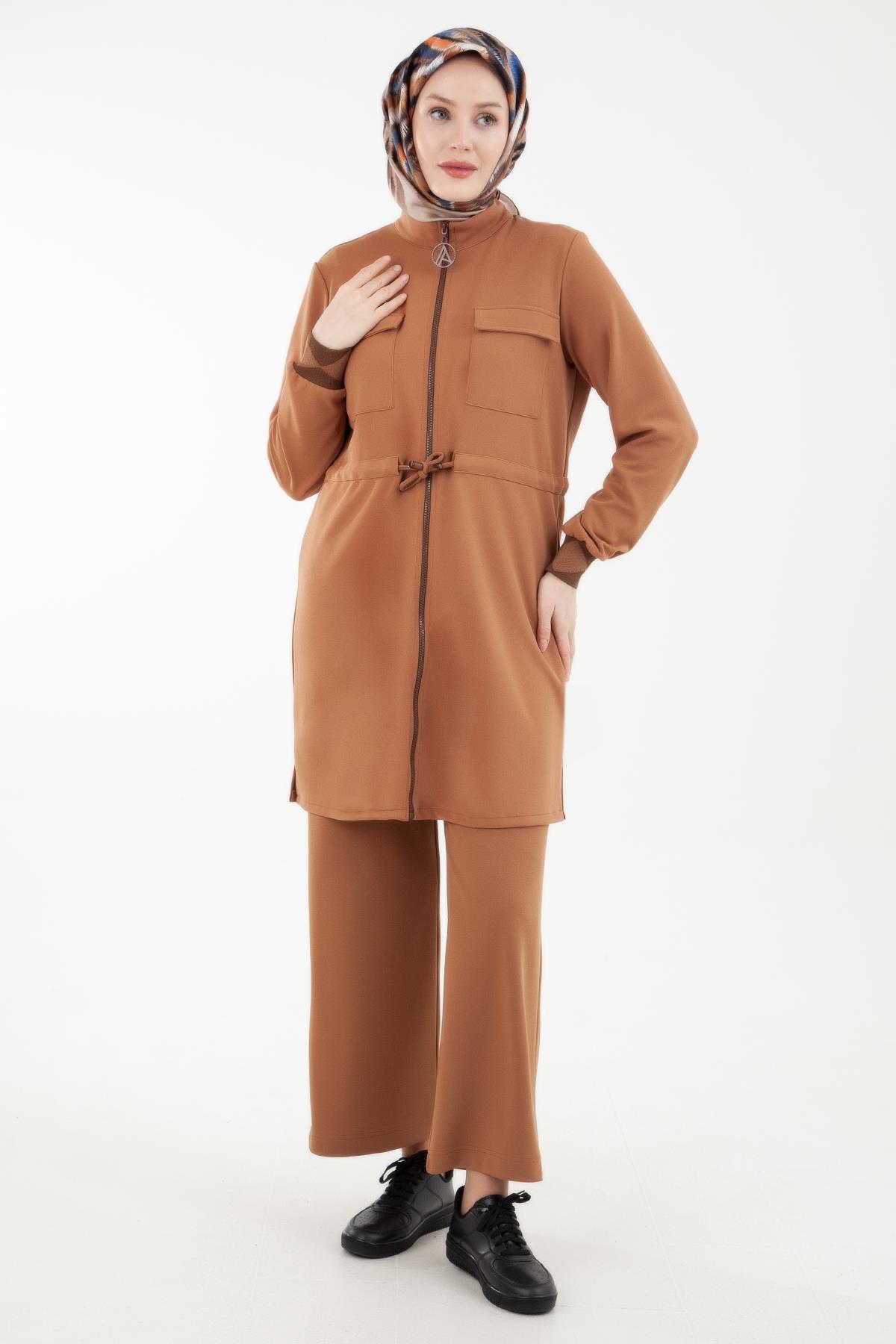 ARMİNE TREND Ceketli Pantolonlu İkili Takım Latte 23KT639