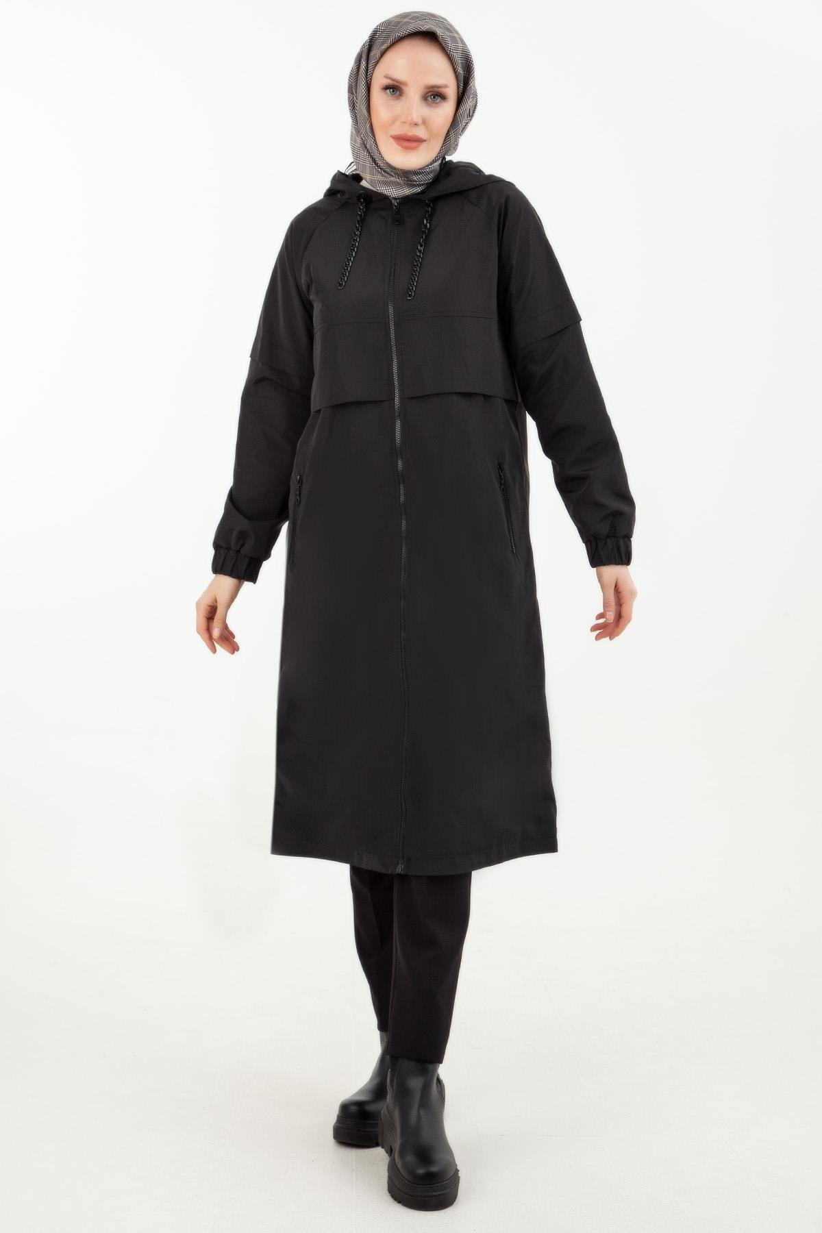 ARMİNE TREND Cep Detaylı Yağmurluk Kap-Siyah / Black 23KT751