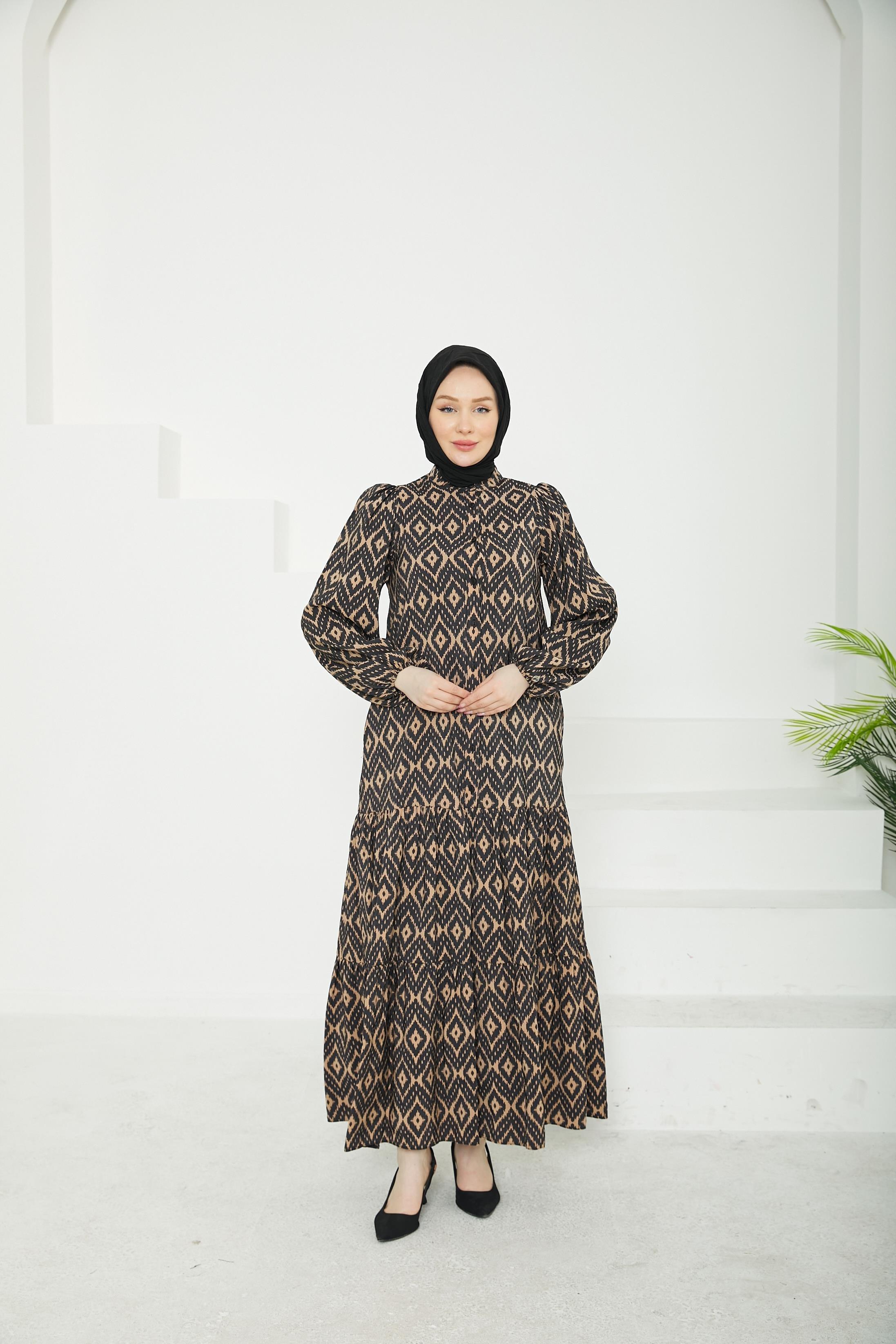 ARMİNE TREND Desenli Elbise-Vizon-25YT907