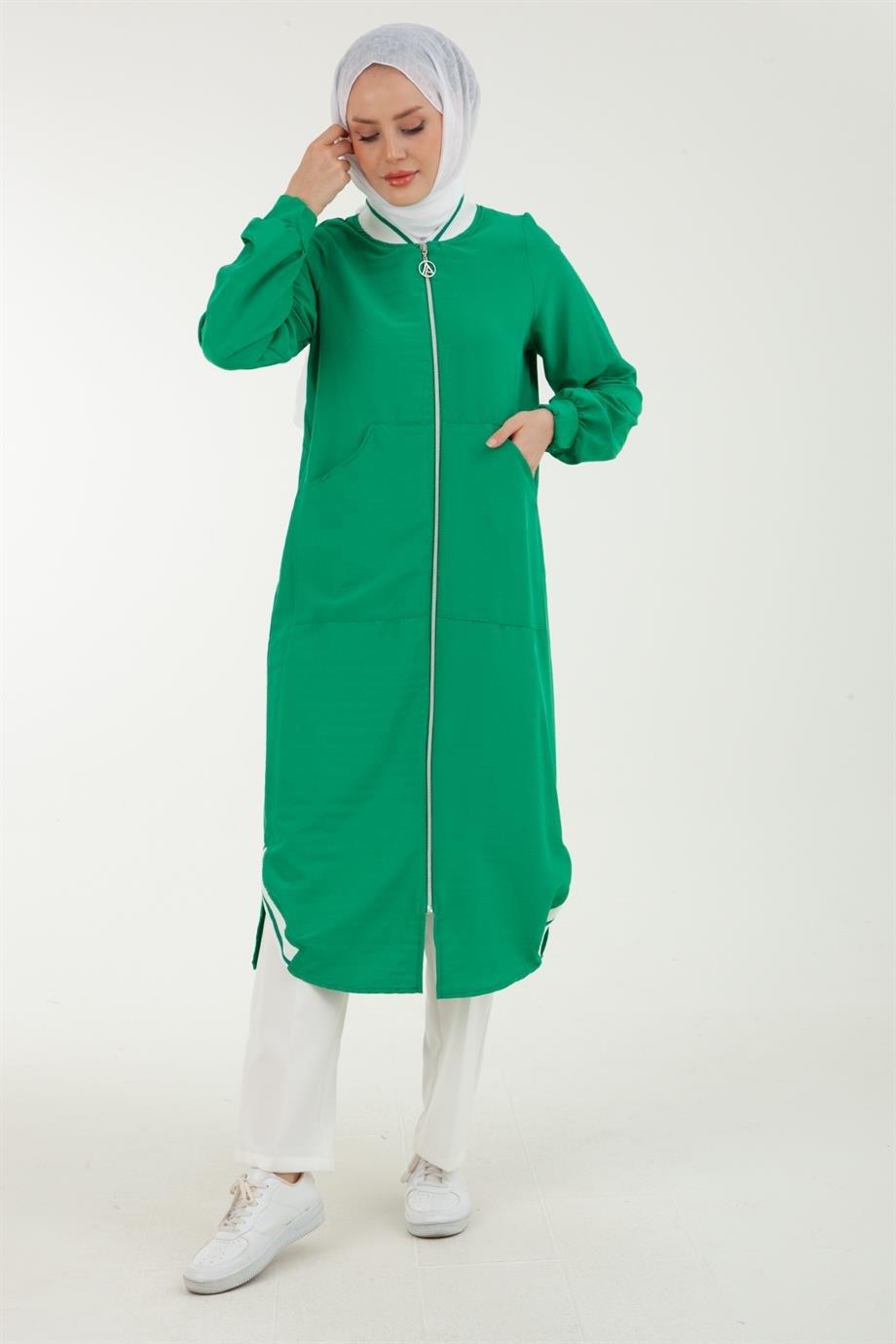 ARMİNE TREND Fermuarlı Giy Çık Tunik-Benetton Yeşili 23YTD506