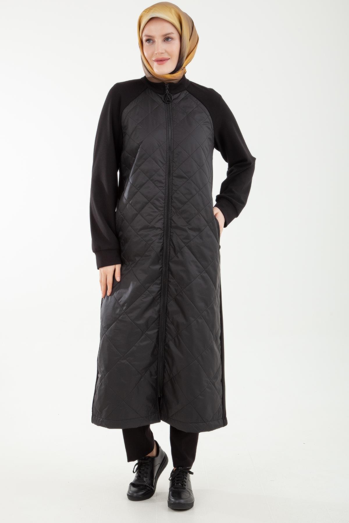 ARMİNE TREND Kapitone Önden Fermuarlı Arkası Lastikli Giy Çık Siyah 24YT501