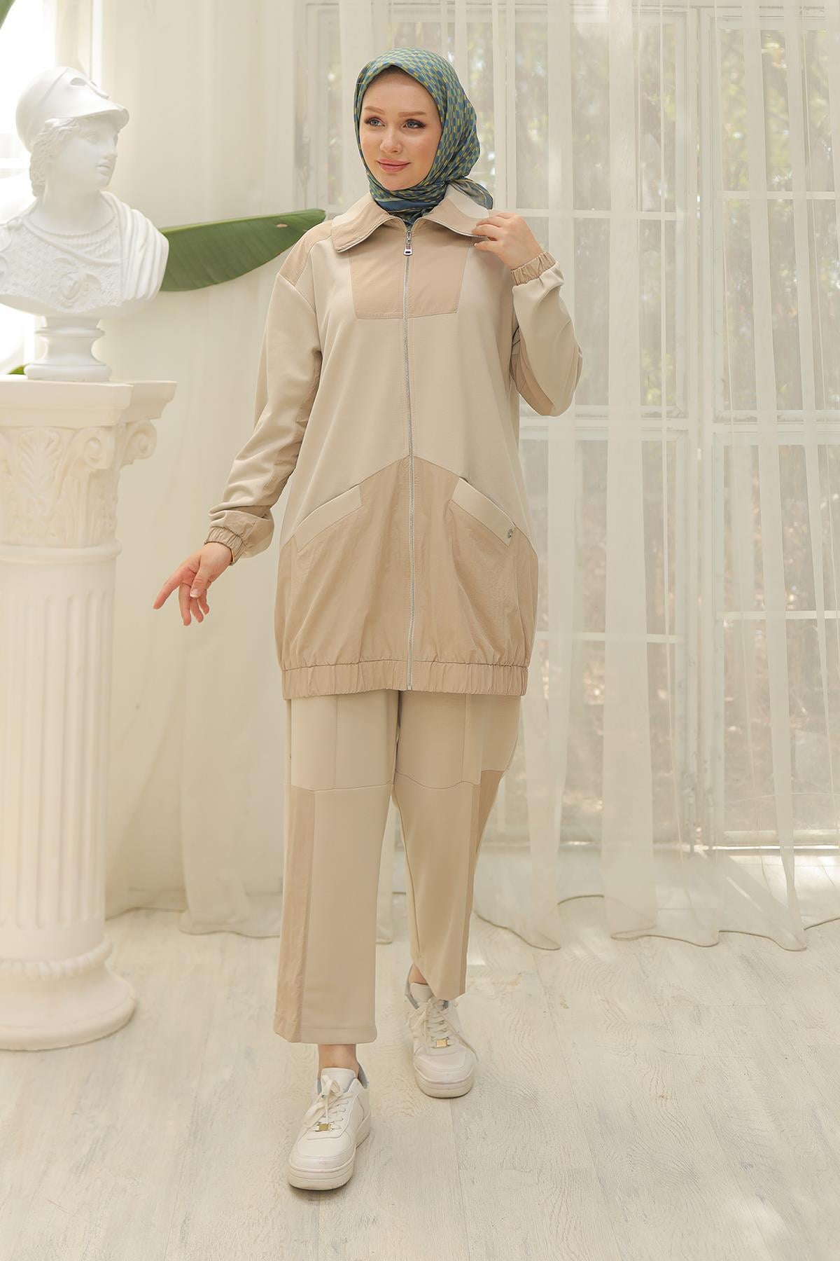 ARMİNE TREND Pantolonlu İkili Takım Bej 24KT635
