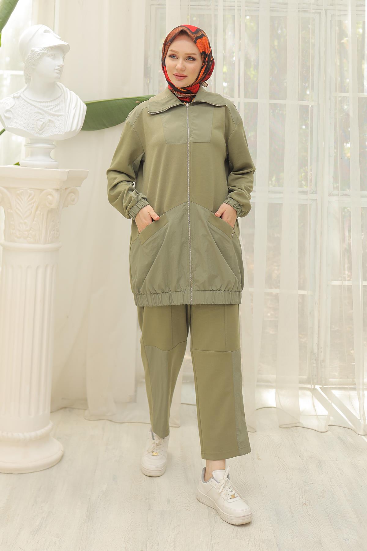 ARMİNE TREND Pantolonlu İkili Takım Haki 24KT635
