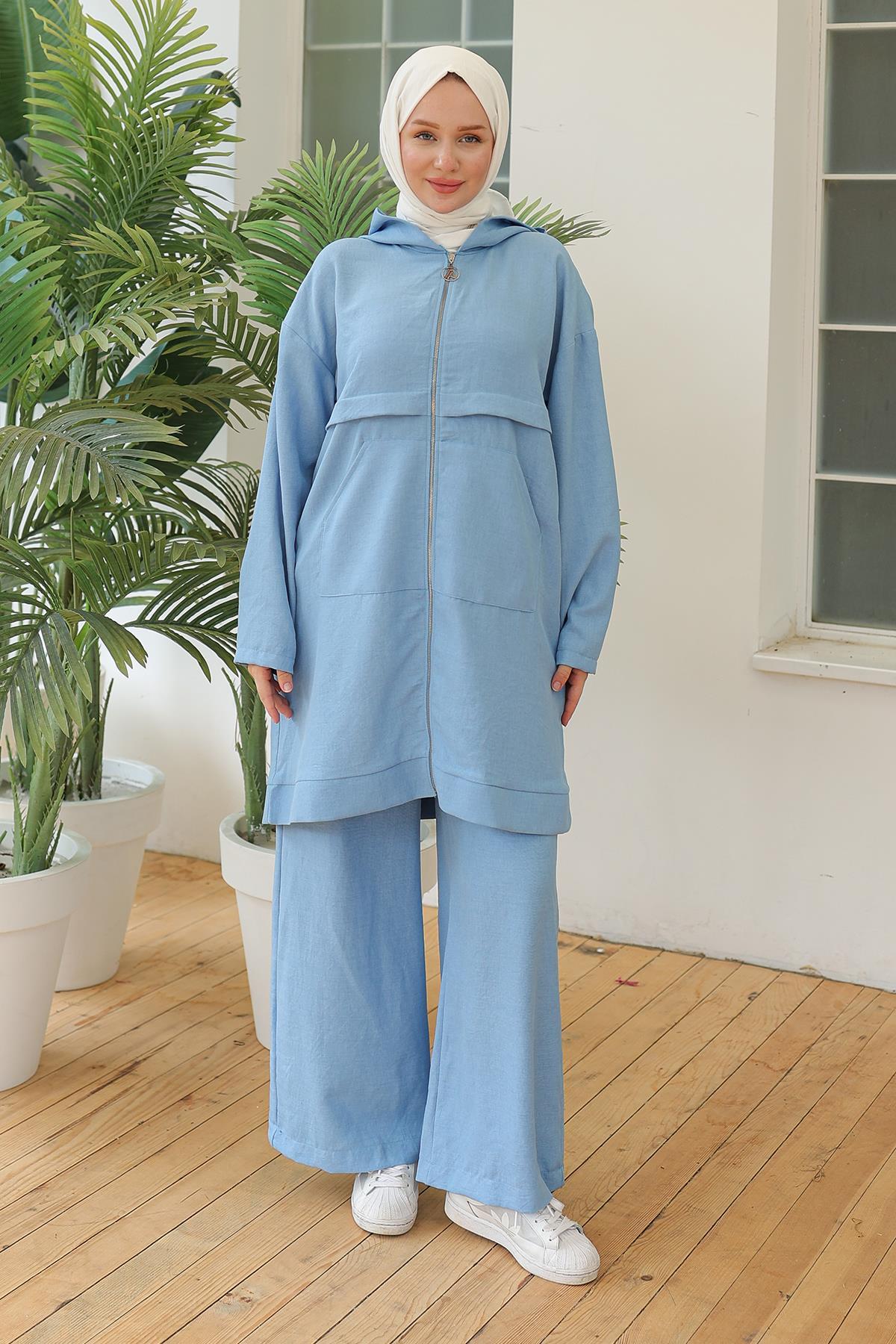 ARMİNE TREND Pantolonlu İkili Takım Mavi 24YT638