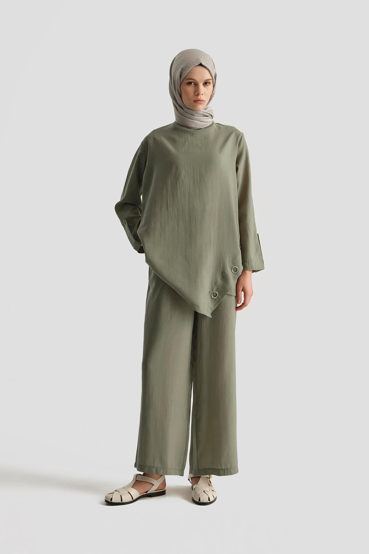 ARMİNE TREND Salaş Kesim Pantolonlu İkili Takım-Haki 25YT6140