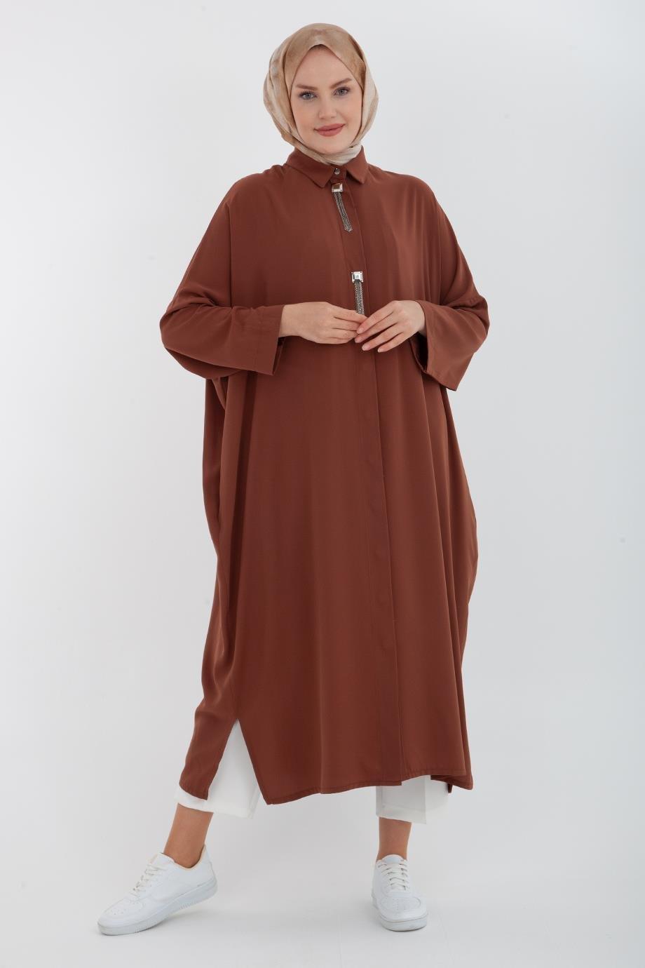 ARMİNE TREND Zincir Desenli Tunik-56 Kahve