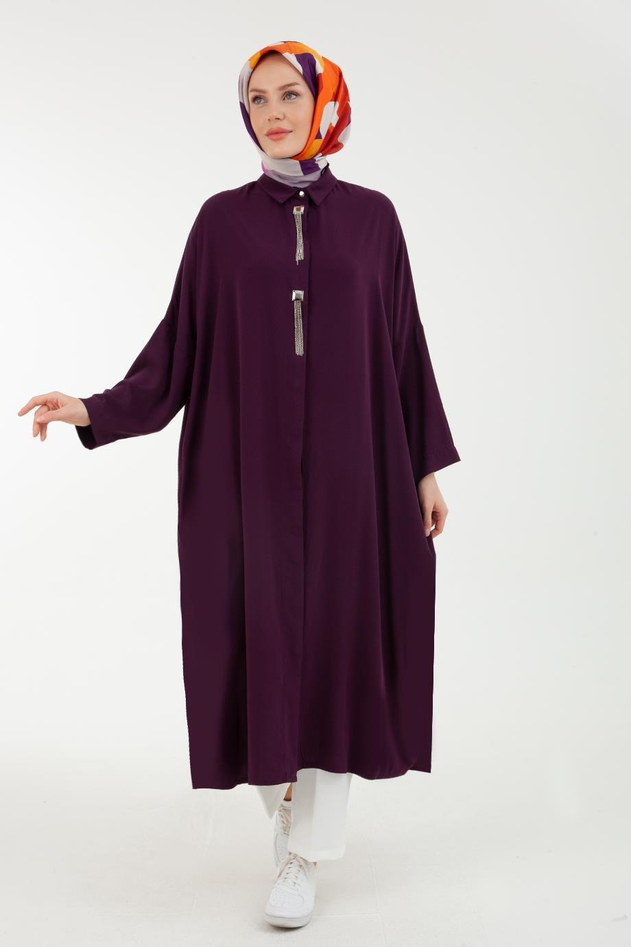 ARMİNE TREND Zincir Desenli Tunik-Mor 22YT538