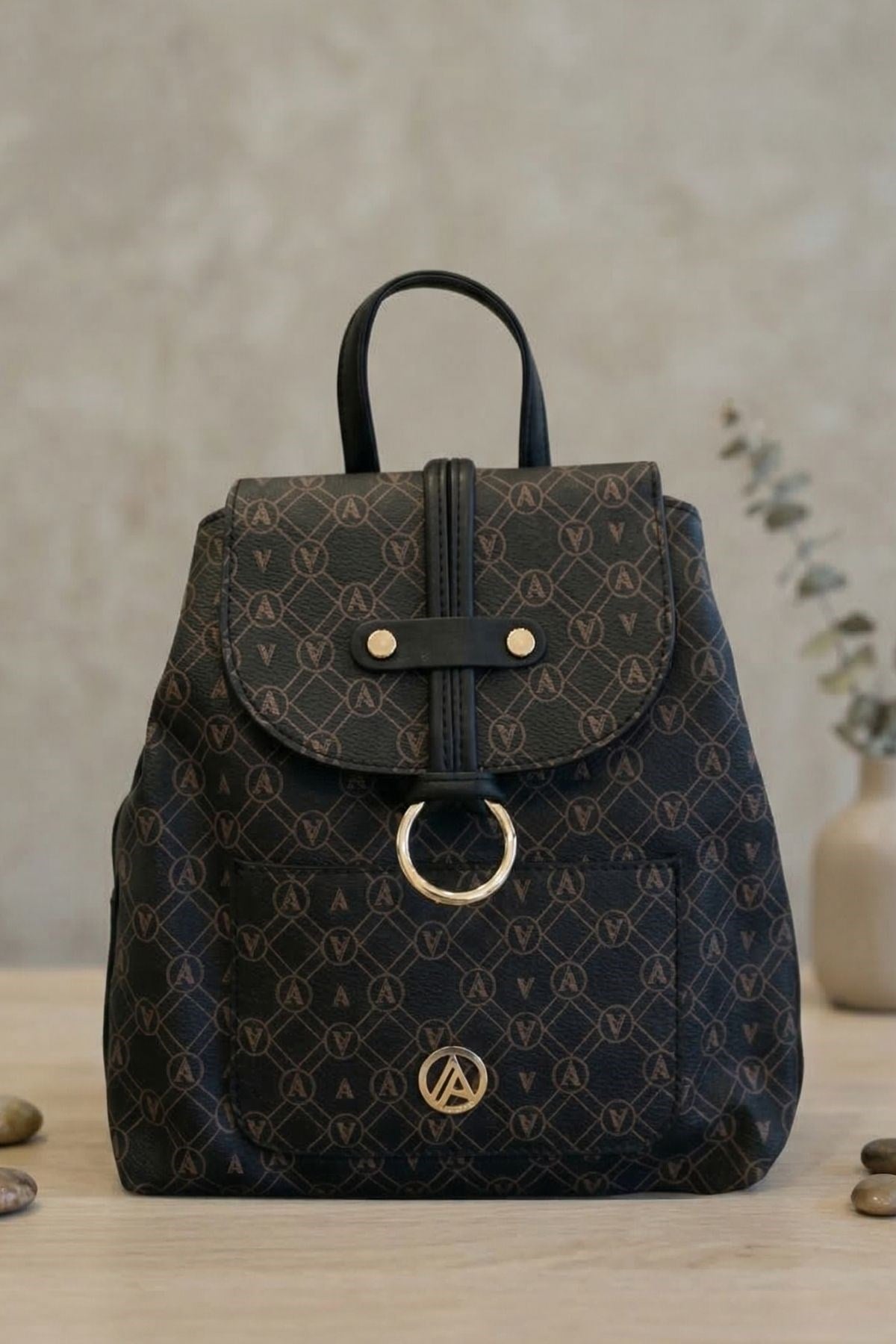 Armine Trend Küçük Sırt Çantası Siyah Baskılı ARM166