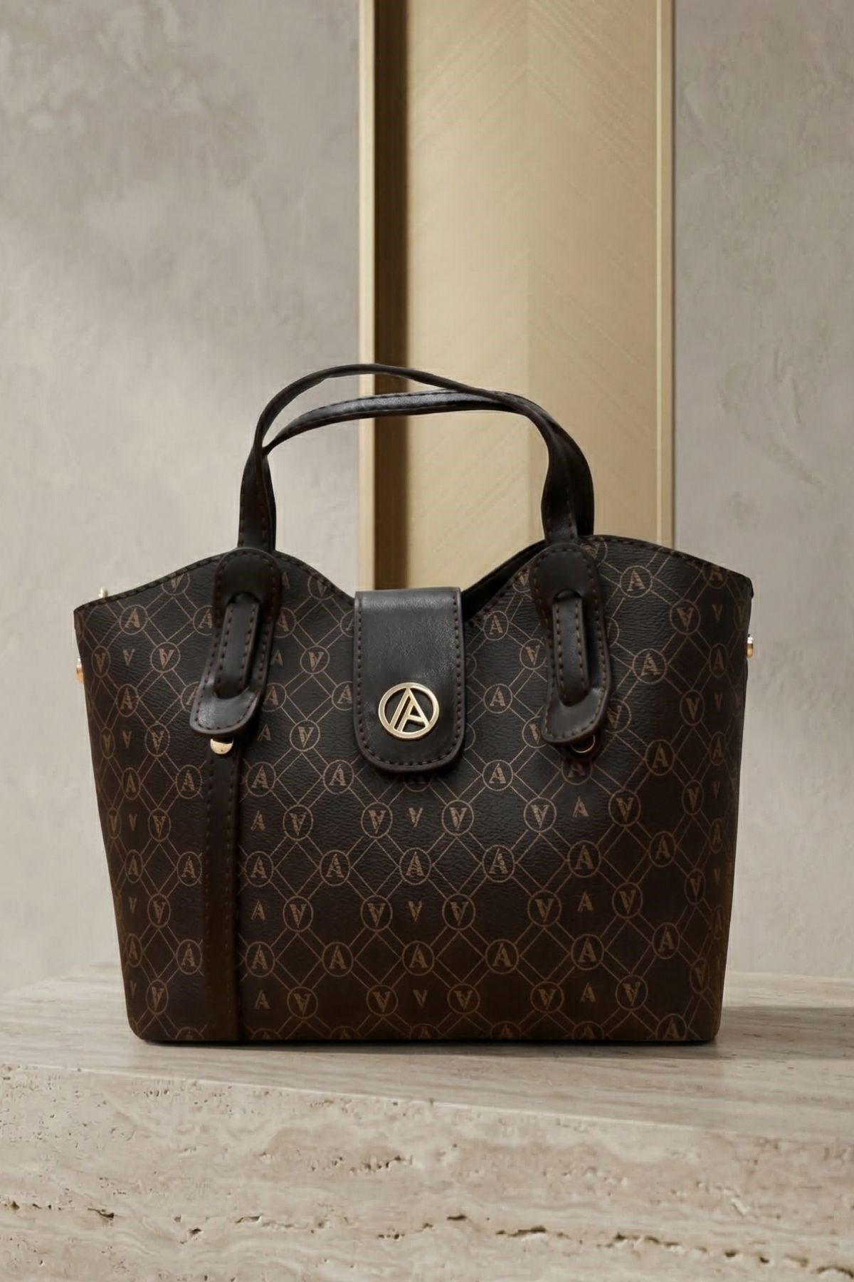 Armine Trend Logolu El Çantası Siyah Baskılı ARM151