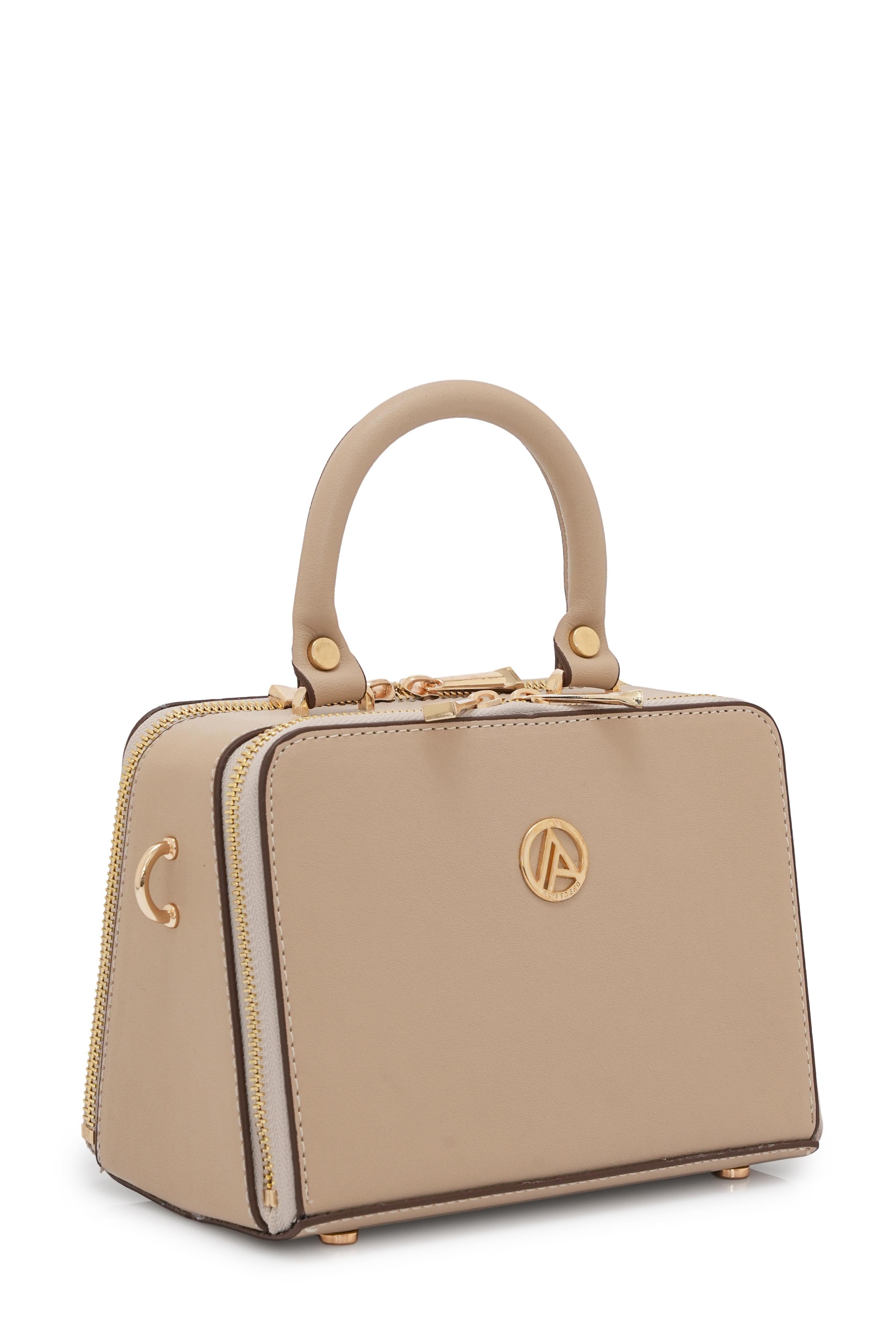 Armine Trend Piramit Çift Körüklü Omuz ve El Çantası Bej ARM168