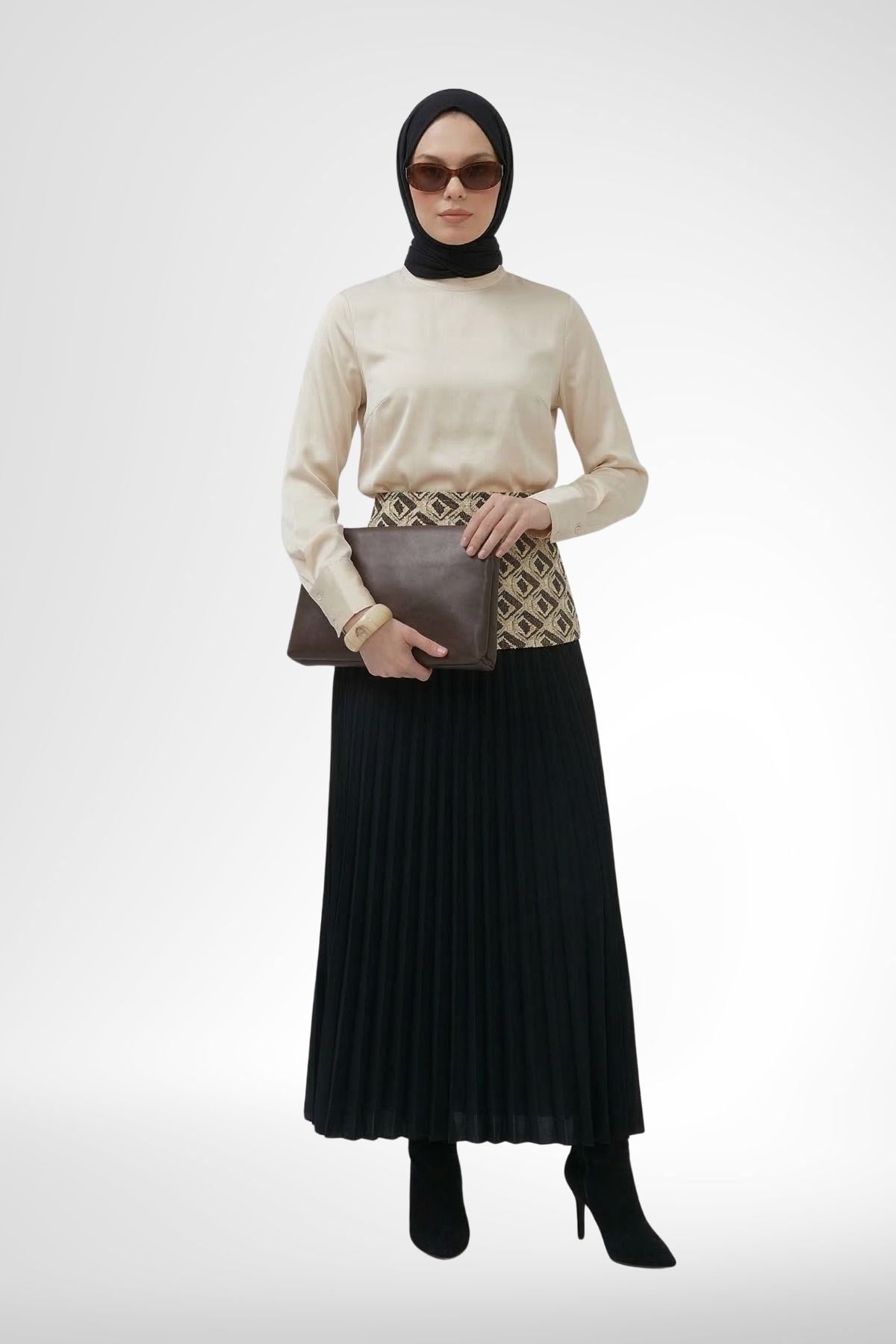 Armine Trend 26YT122 Pliseli Uzun Etek Siyah