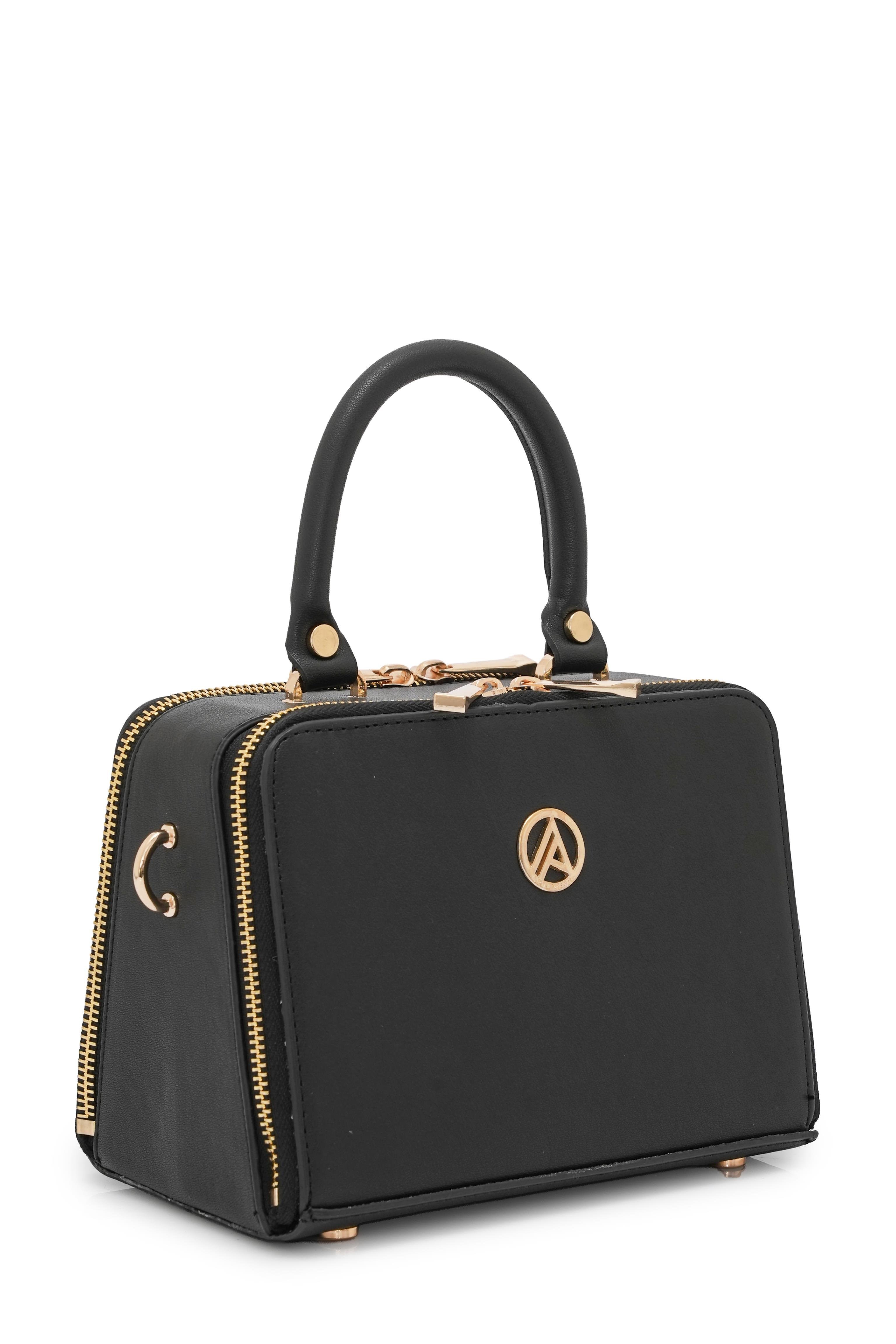 Armine Trend Piramit Çift Körüklü Omuz ve El Çantası Siyah ARM168