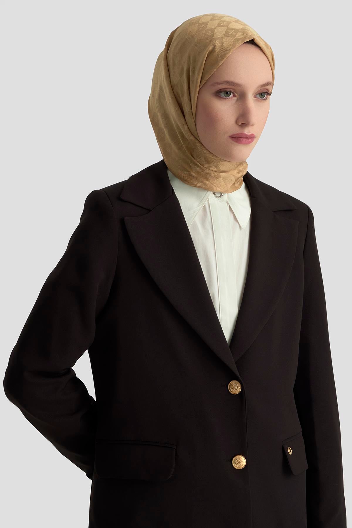ARMİNE TREND Gold Düğmeli Astarlı Blazer Ceket Siyah 25KT520