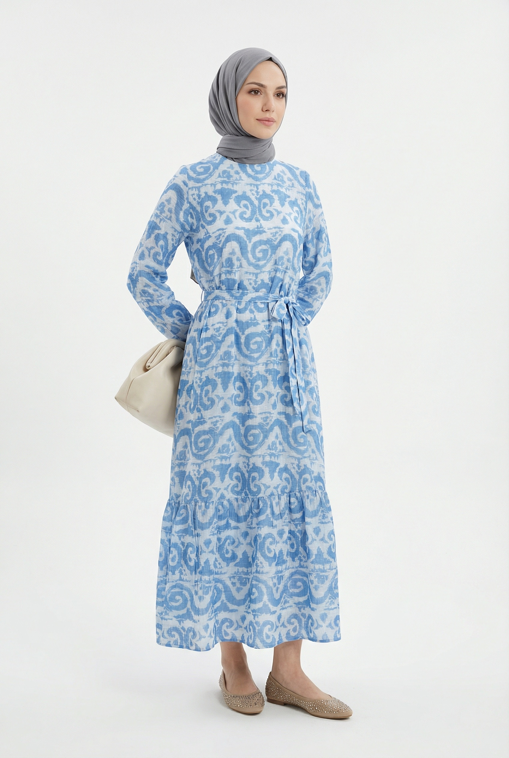 Armine Trend 25YT963 Uzun Elbise Mavi