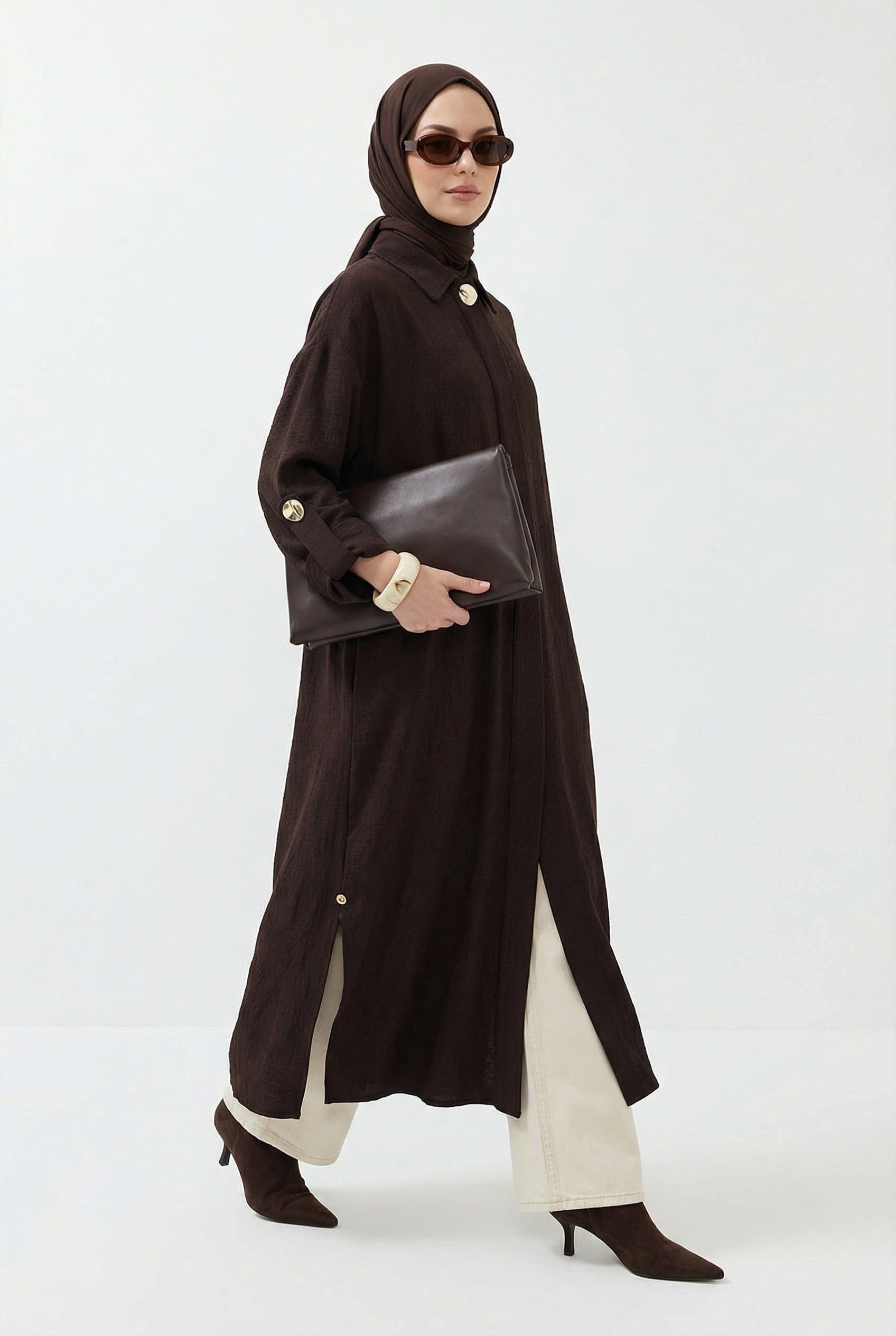 Armine Trend 26YT402 Tek Düğme Detaylı Kap Kahverengi 