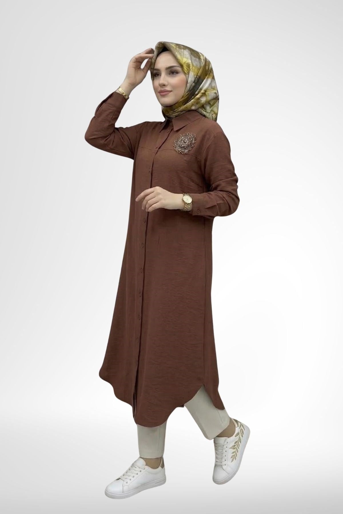 Armine Trend 26YT403 Çiçek Detaylı Düğmeli Tunik - Capicino