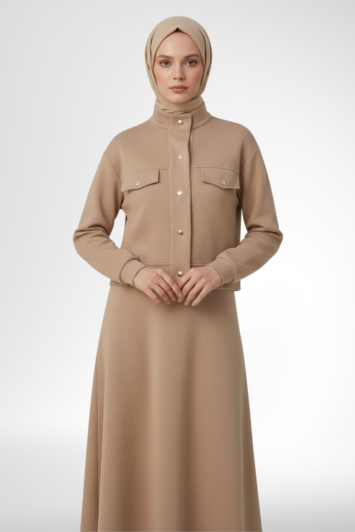Armine Trend Ceket Etekli Kadın Takım Bej 26YT604