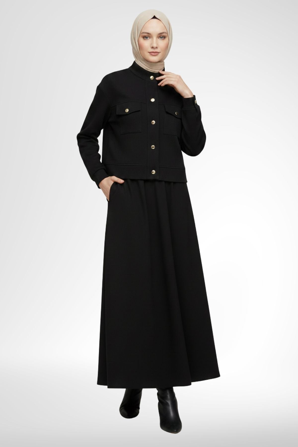 Armine Trend Ceket Etekli Kadın Takım Siyah 26YT604
